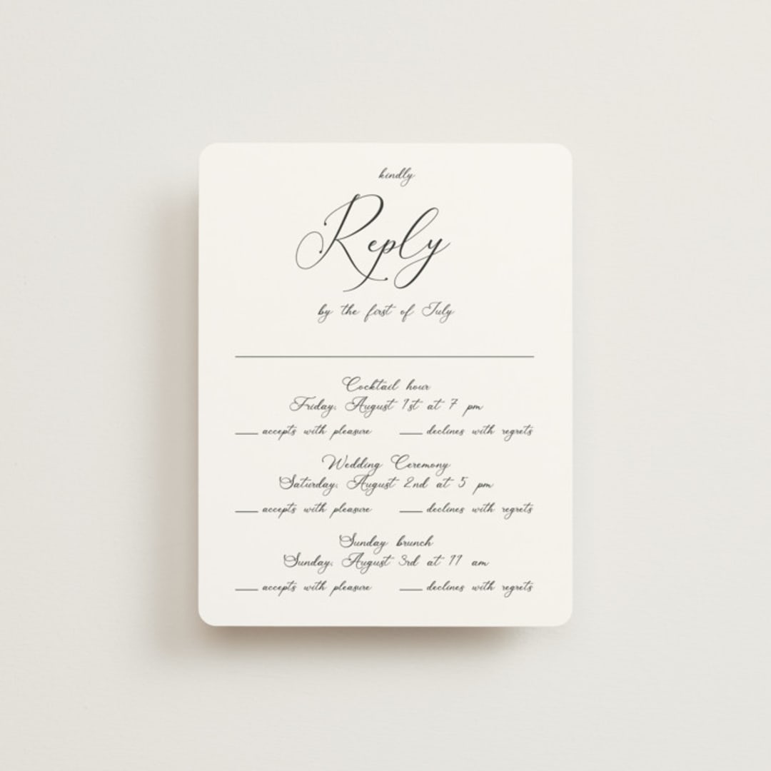 "Poem" - Multi-Event RSVP Cards in Snow by Maja Cunningham - Front