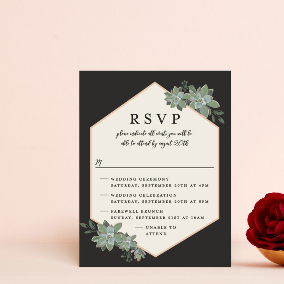 "Succulent Surround" - Multi-Event RSVP Cards in Tuxedo by Susan Moyal - Front