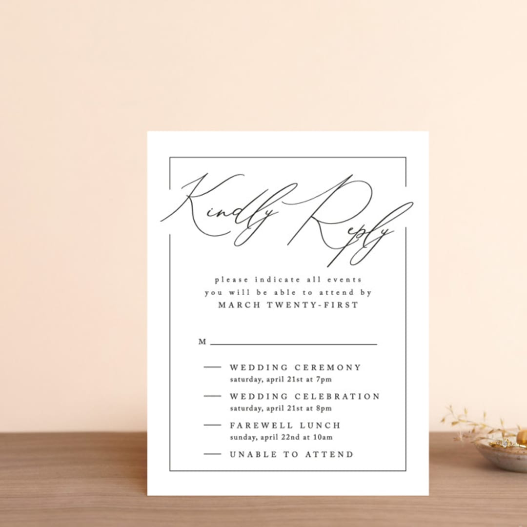 "Love Story" - Multi-Event RSVP Cards in Alabaster by Liz Conley - Front