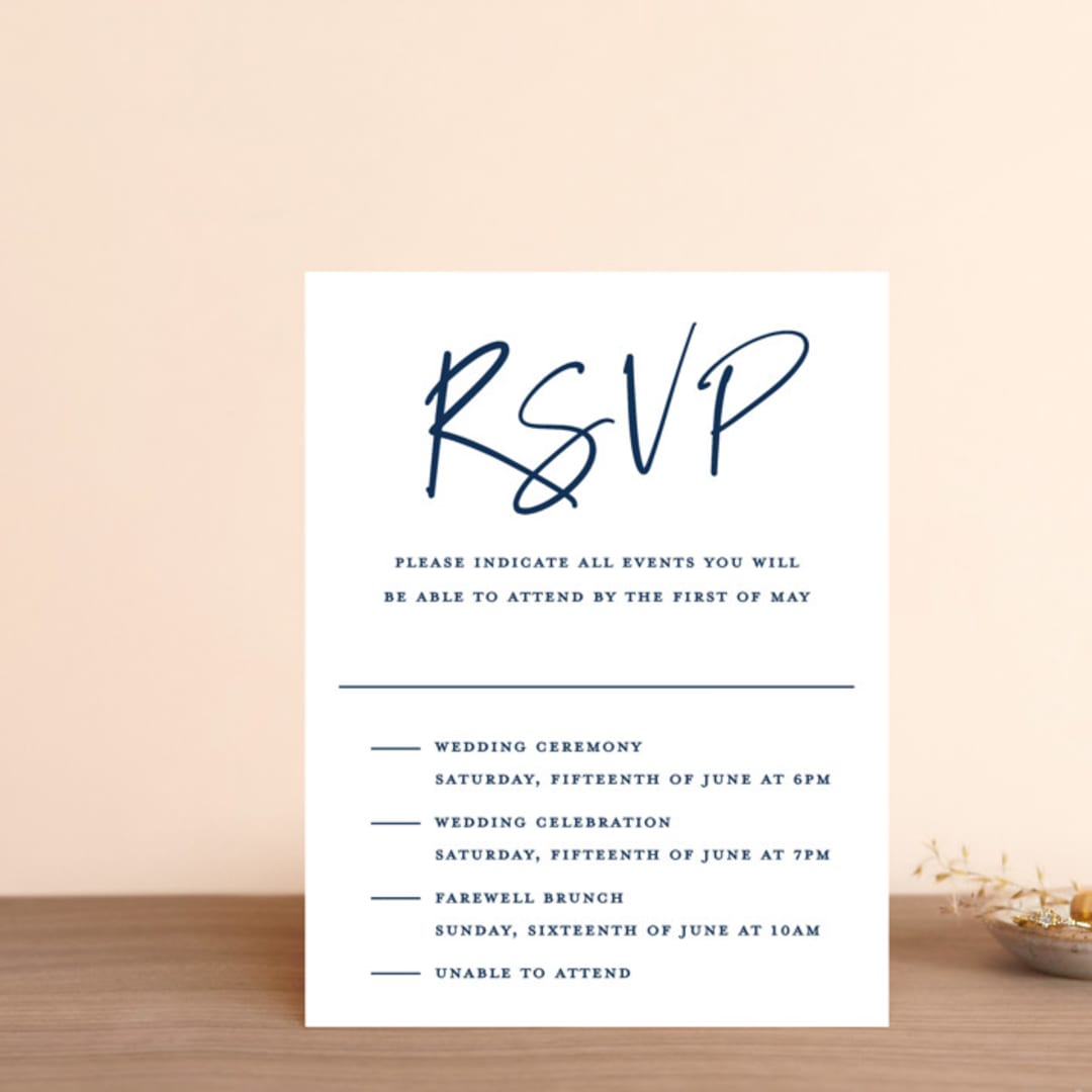 "Semi Formal" - Multi-Event RSVP Cards in Navy by Kerry Doyle - Front
