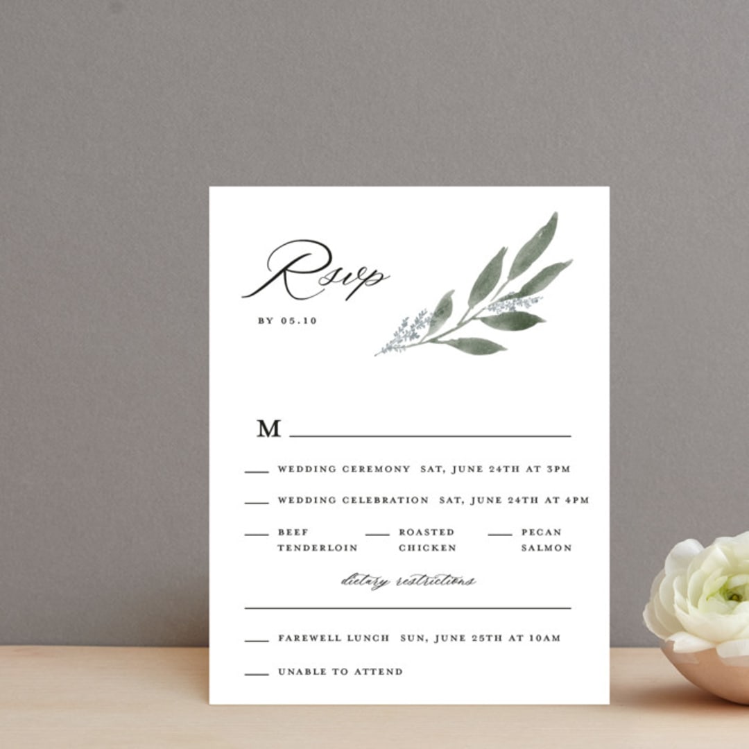 "Pressed Foliage" - Multi-Event RSVP Cards in Heather by Stacey Meacham - Front