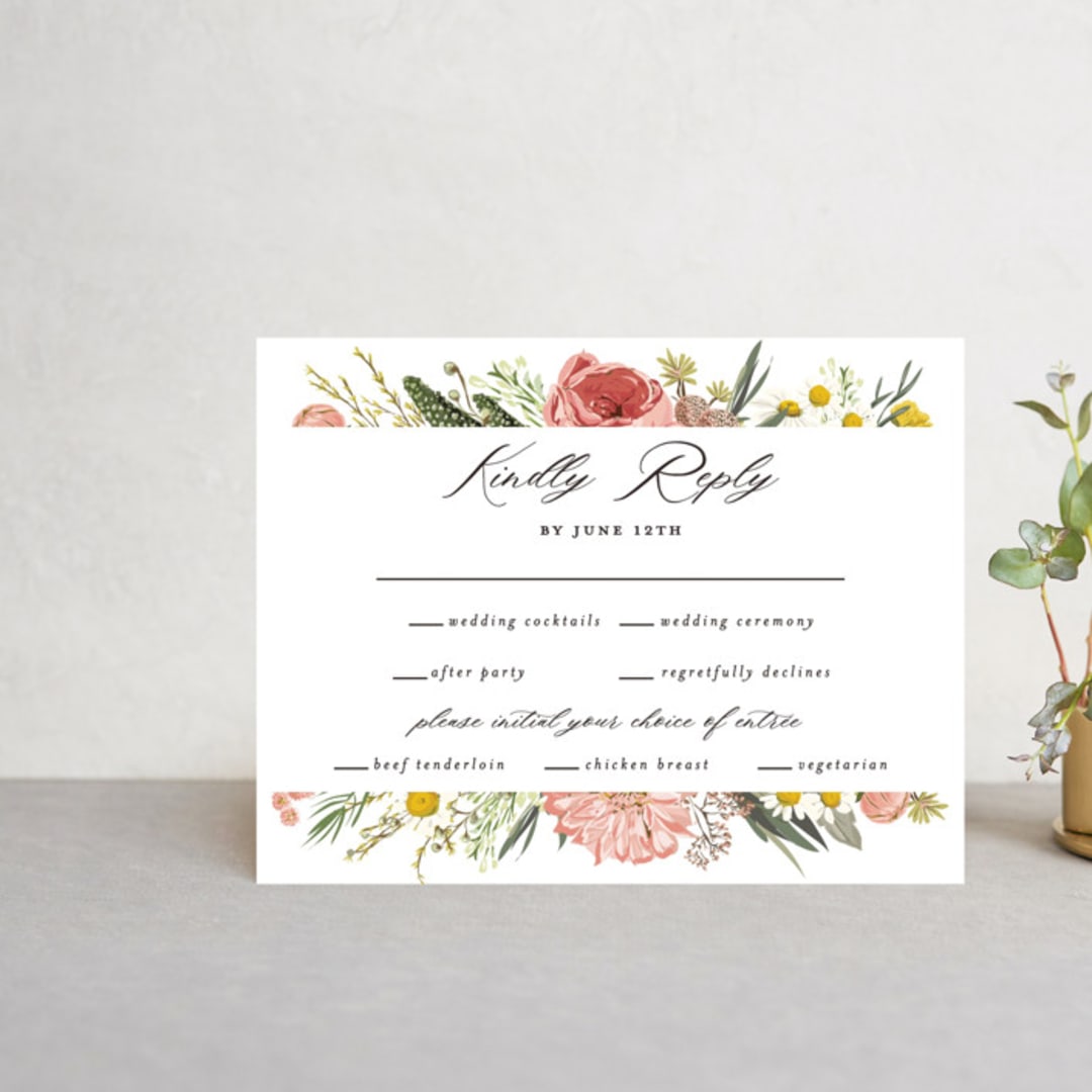 "Organic Florals" - Multi-Event RSVP Cards in Blush by Susan Moyal - Front