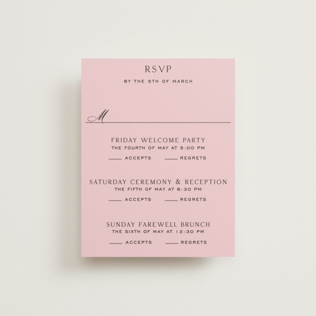 "Nola" - Multi-Event RSVP Cards in Peony by Megan Davis - Front