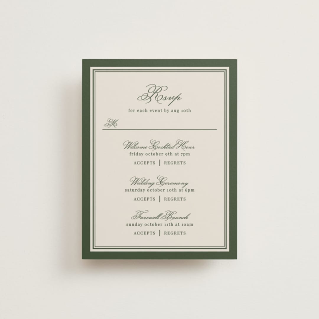 "Emerson" - Multi-Event RSVP Cards in Evergreen by Kelly Watkins - Front