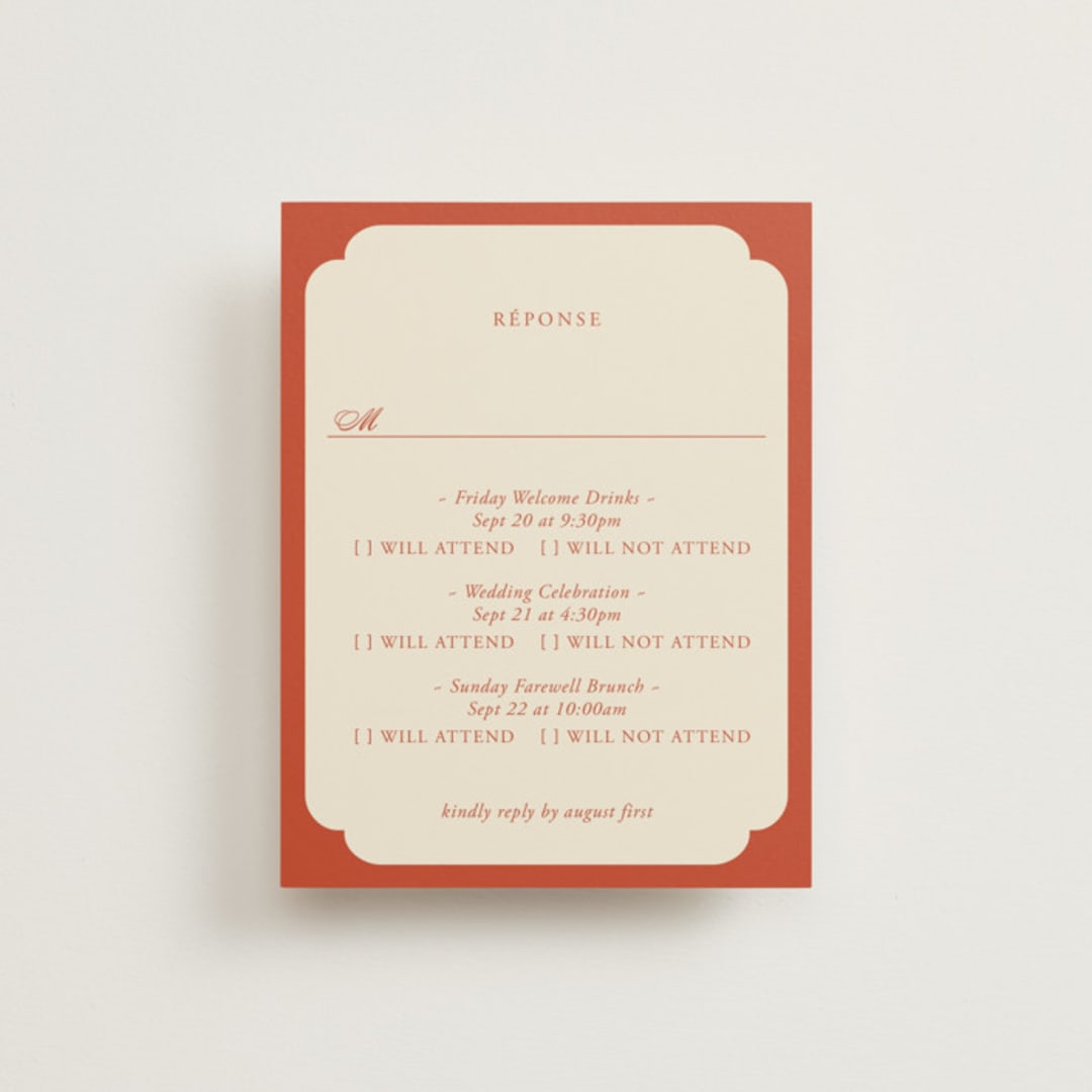 "Borders" - Multi-Event RSVP Cards in Cherry by Ani Somi - Front