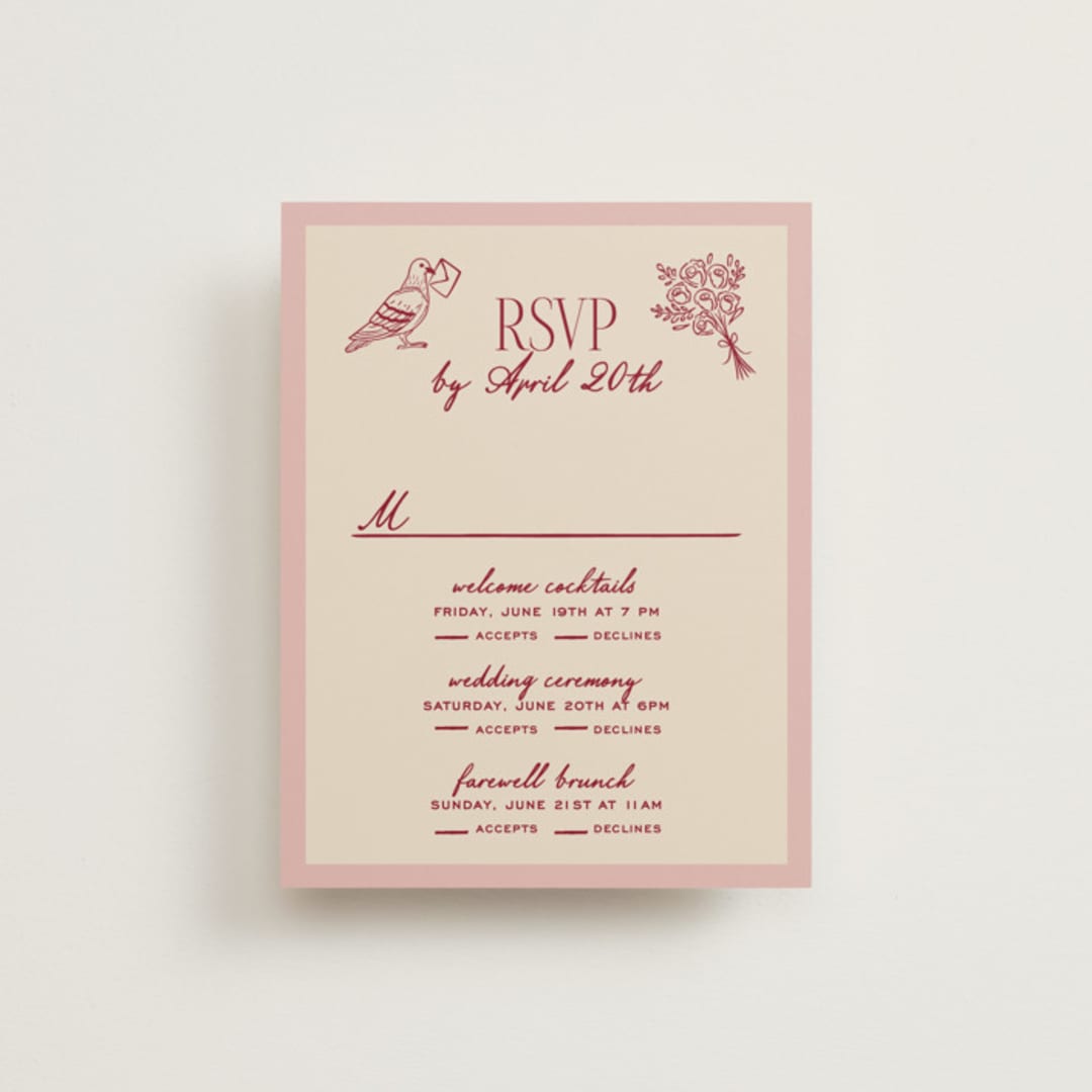 "Thompson" - Multi-Event RSVP Cards in Rose by Jennifer Lew - Front