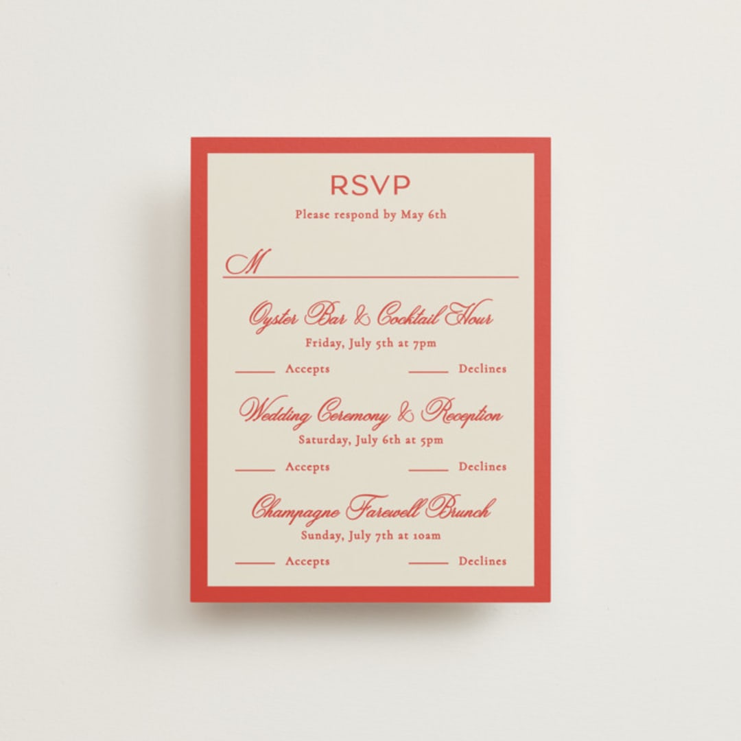 "Kitty Hawk" - Multi-Event RSVP Cards in Lobster by Jackie Crawford - Front