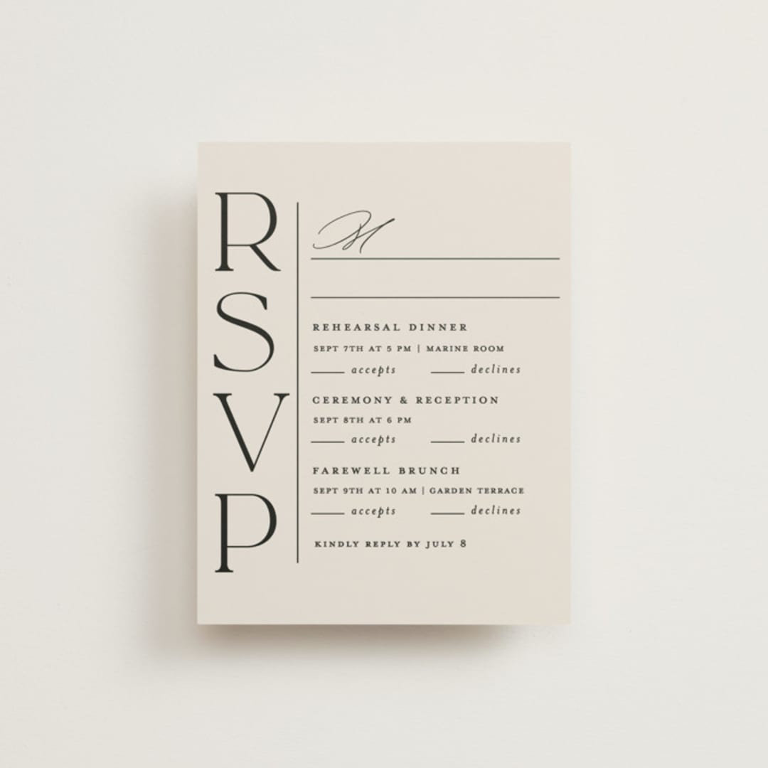 "Modern Monogram" - Multi-Event RSVP Cards in Ecru by Erica Krystek - Front
