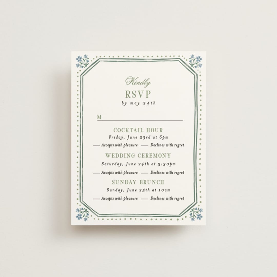 "Sweet Vintage" - Multi-Event RSVP Cards in Periwinkle by Alethea and Ruth - Front