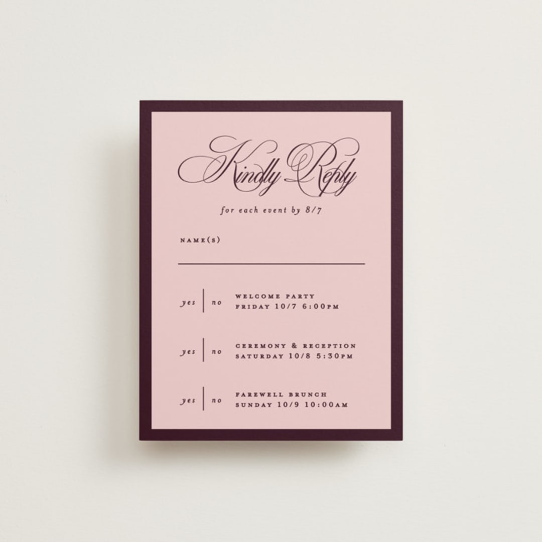 "sophisticate" - Multi-Event RSVP Cards in Plum by Owl and Toad - Front