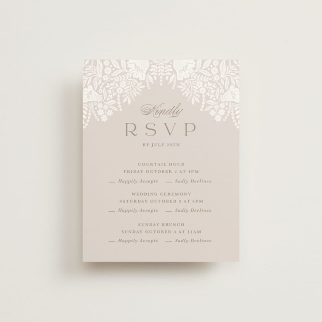 "Lace Trim" - Multi-Event RSVP Cards in Cream by Kristen Smith - Front