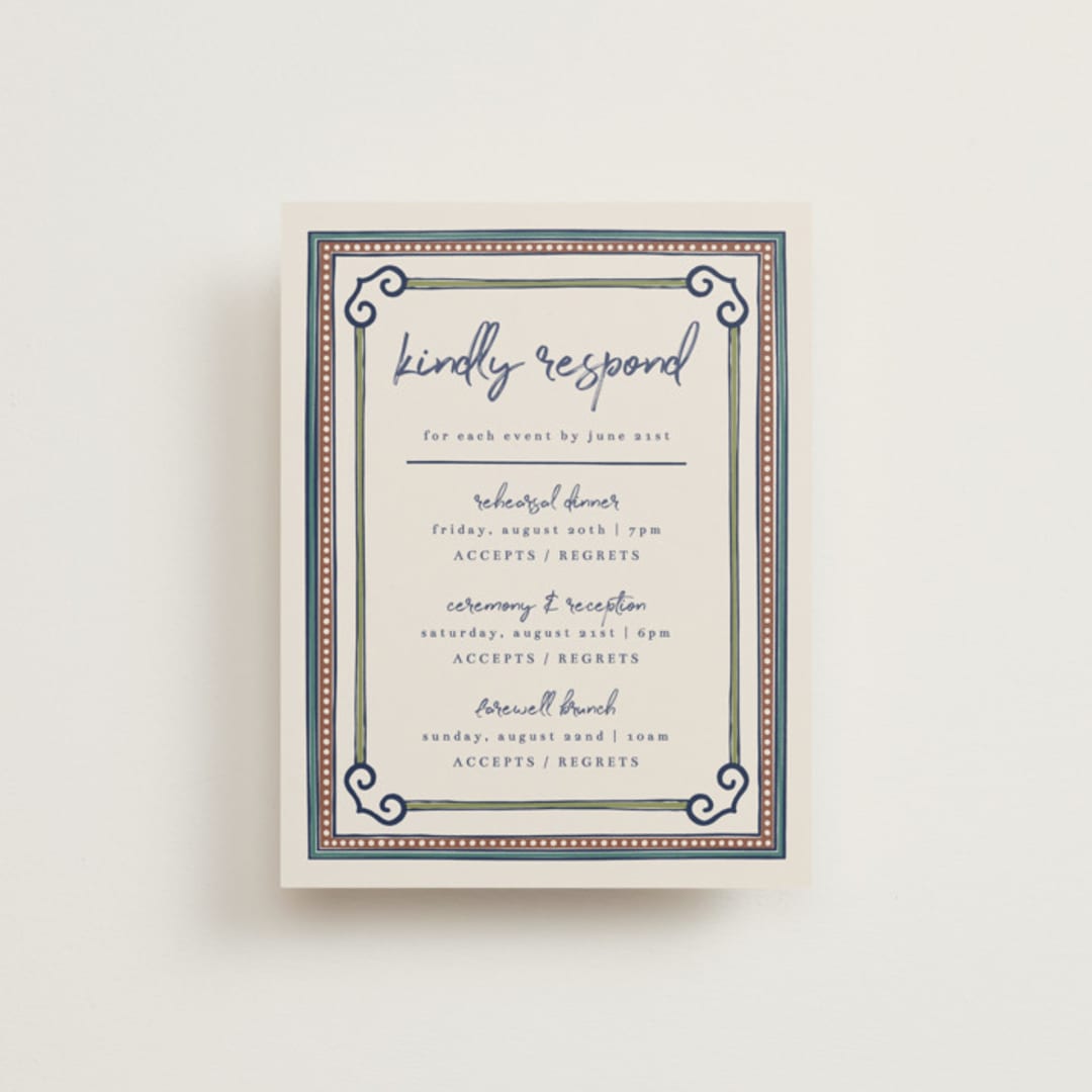 "Vase" - Multi-Event RSVP Cards in Neptune by Kelly Watkins - Front
