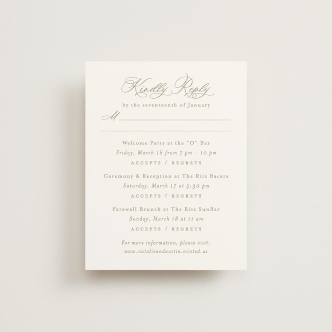 "Calia" - Multi-Event RSVP Cards in Paris Rain by Jennifer Postorino - Front