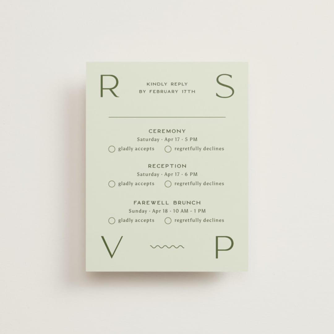 "Swoon" - Multi-Event RSVP Cards in Lemongrass by Sam Dubeau - Front