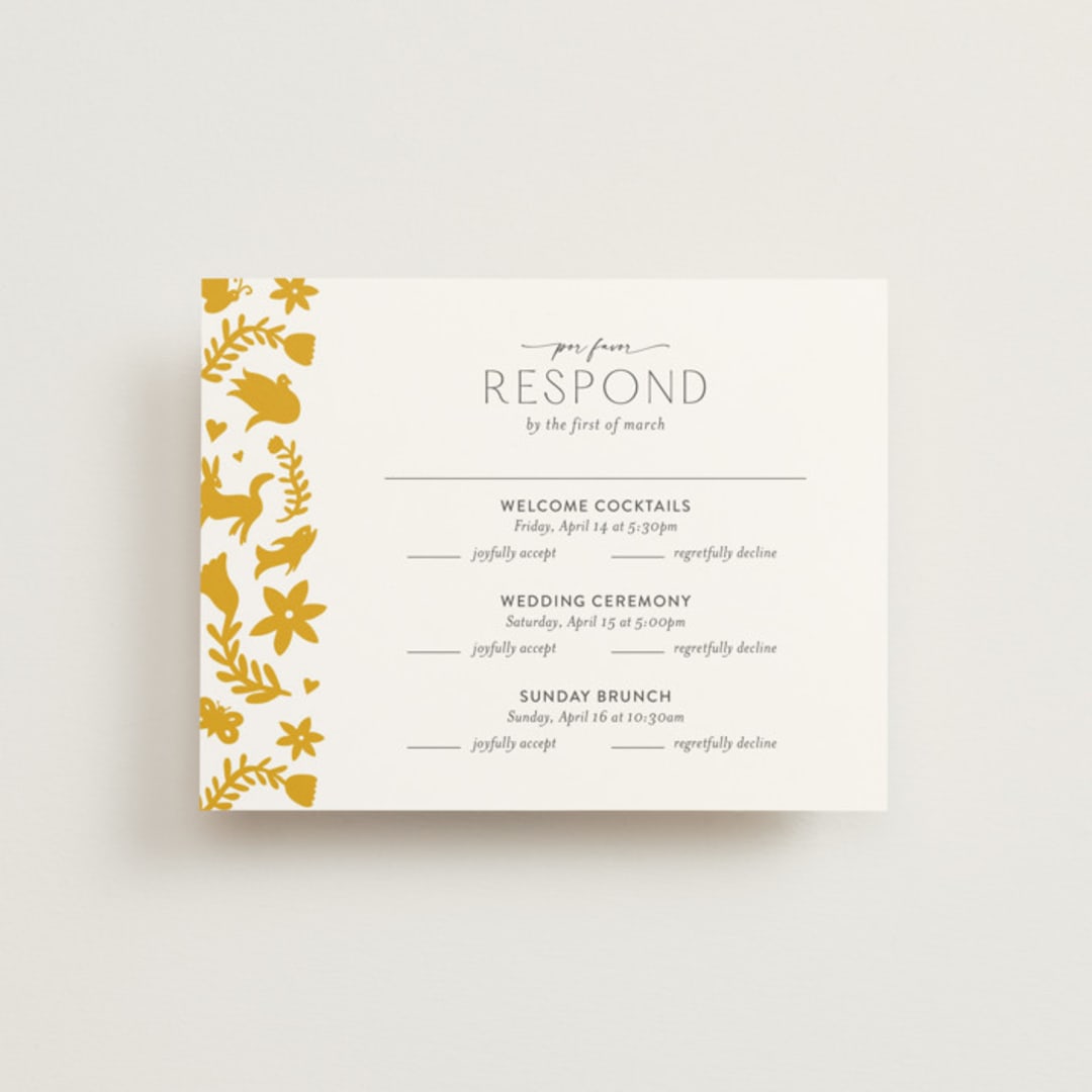 "Otomi" - Multi-Event RSVP Cards in Sunshine by Shari Margolin - Front