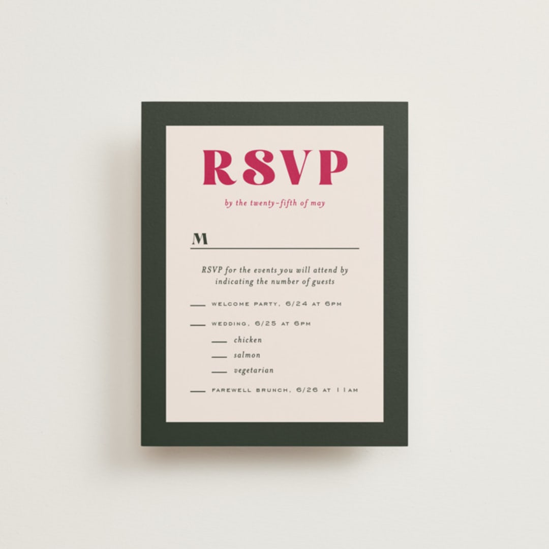 "Rose Garden" - Multi-Event RSVP Cards in Magenta by Leah Bisch - Front