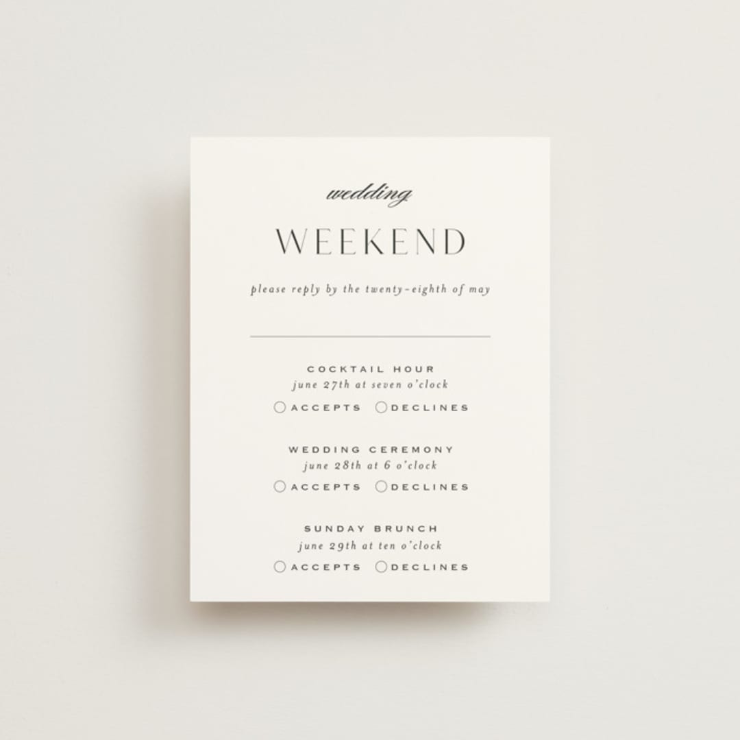 "More Than Words" - Multi-Event RSVP Cards in Bridal White by Design Lotus - Front