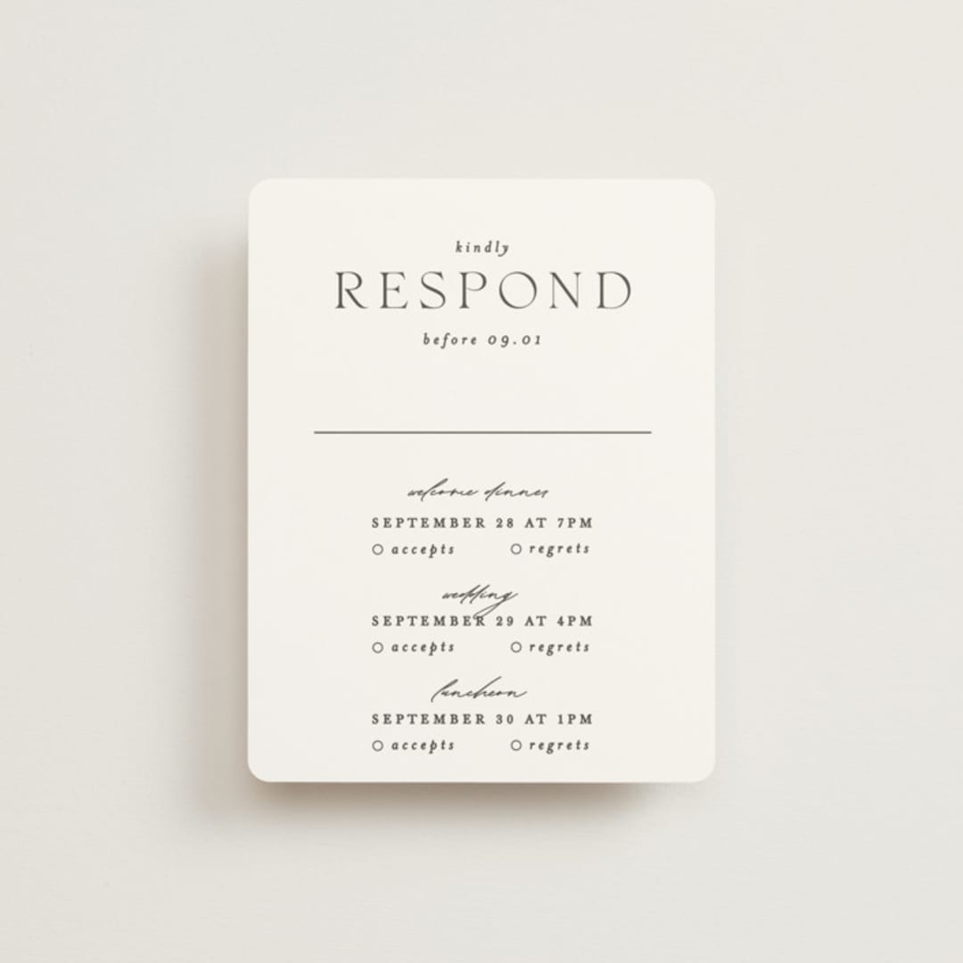 "Getaway" - Multi-Event RSVP Cards in Snow by Erin L. Wilson - Front