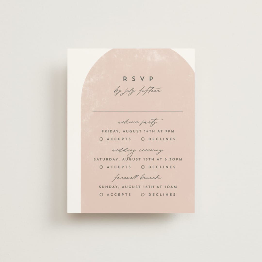 "Arched" - Multi-Event RSVP Cards in Carnation by Brianne Larsen - Front