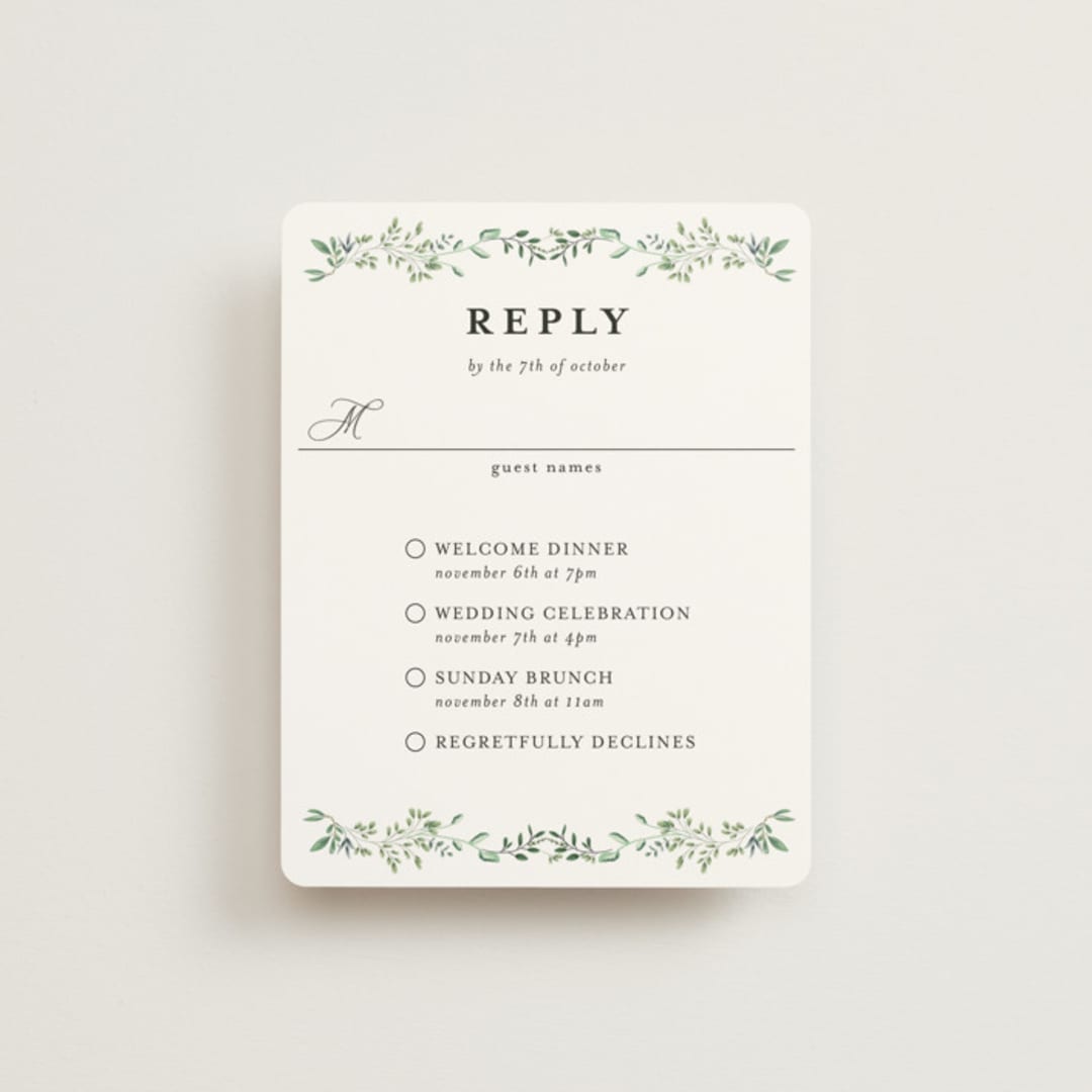 "Monogramed Arch" - Multi-Event RSVP Cards in Mojito by Susan Moyal - Front