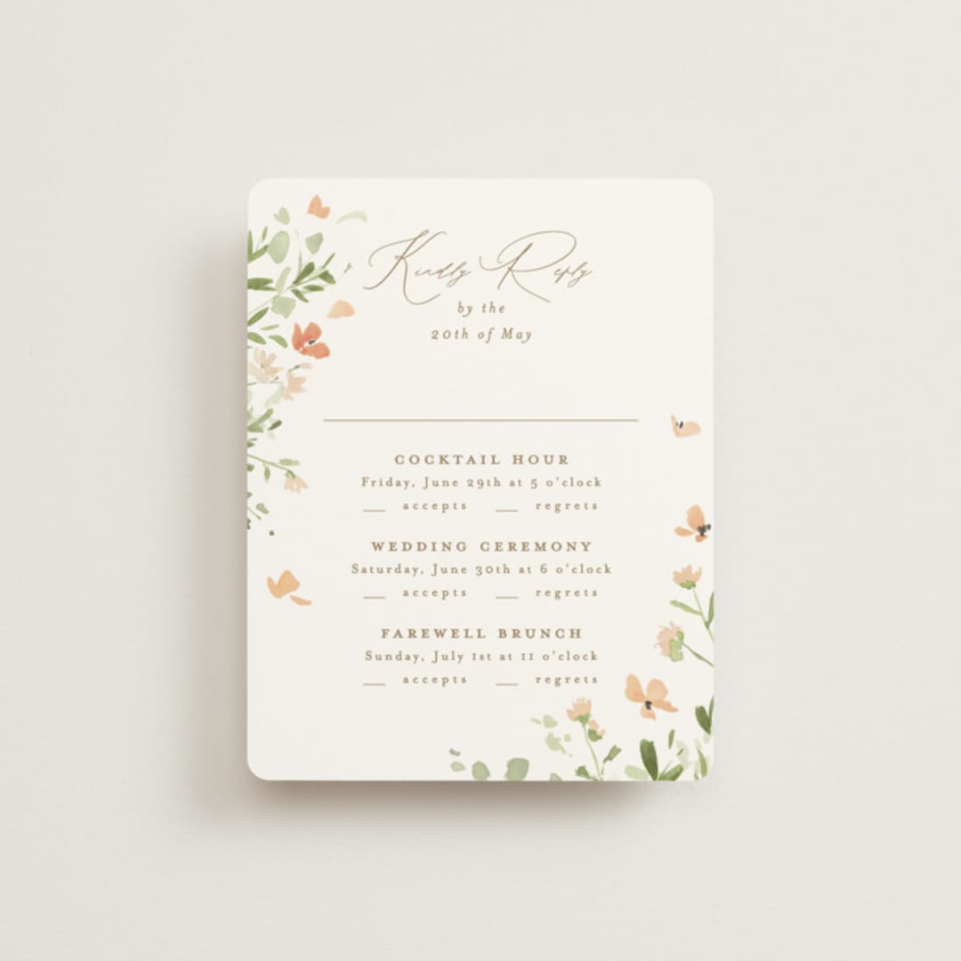 "Brynn" - Multi-Event RSVP Cards in Toffee by Everett Paper Goods - Front