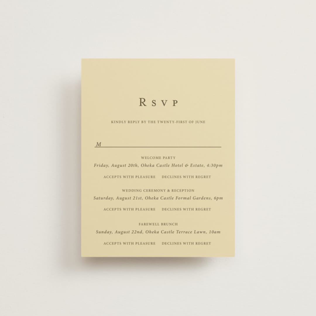 "Sophia" - Multi-Event RSVP Cards in Sunshine by Ani Somi - Front