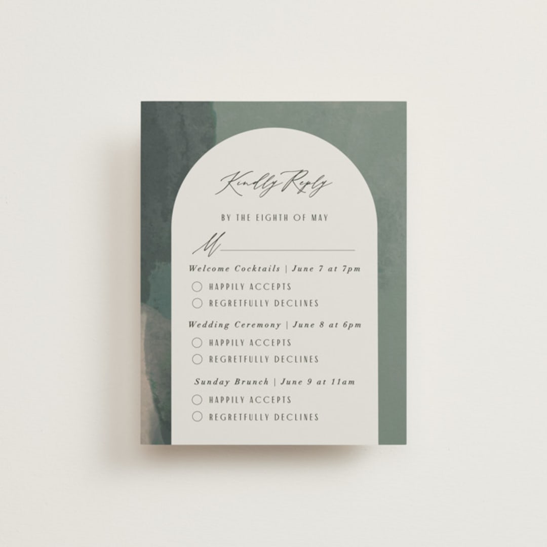 "Verdant" - Multi-Event RSVP Cards in Moss by Nicoletta Savod - Front