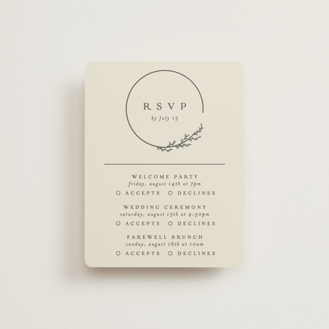 "Branched" - Multi-Event RSVP Cards in Almond by Brianne Larsen - Front