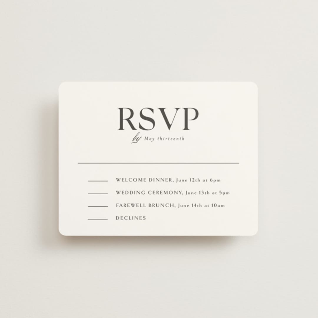 "CELINE" - Multi-Event RSVP Cards in Opal by Melanie Kosuge - Front