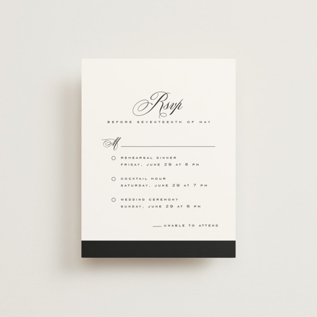 "schiacciata" - Multi-Event RSVP Cards in Black Dahlia by chocomocacino - Front