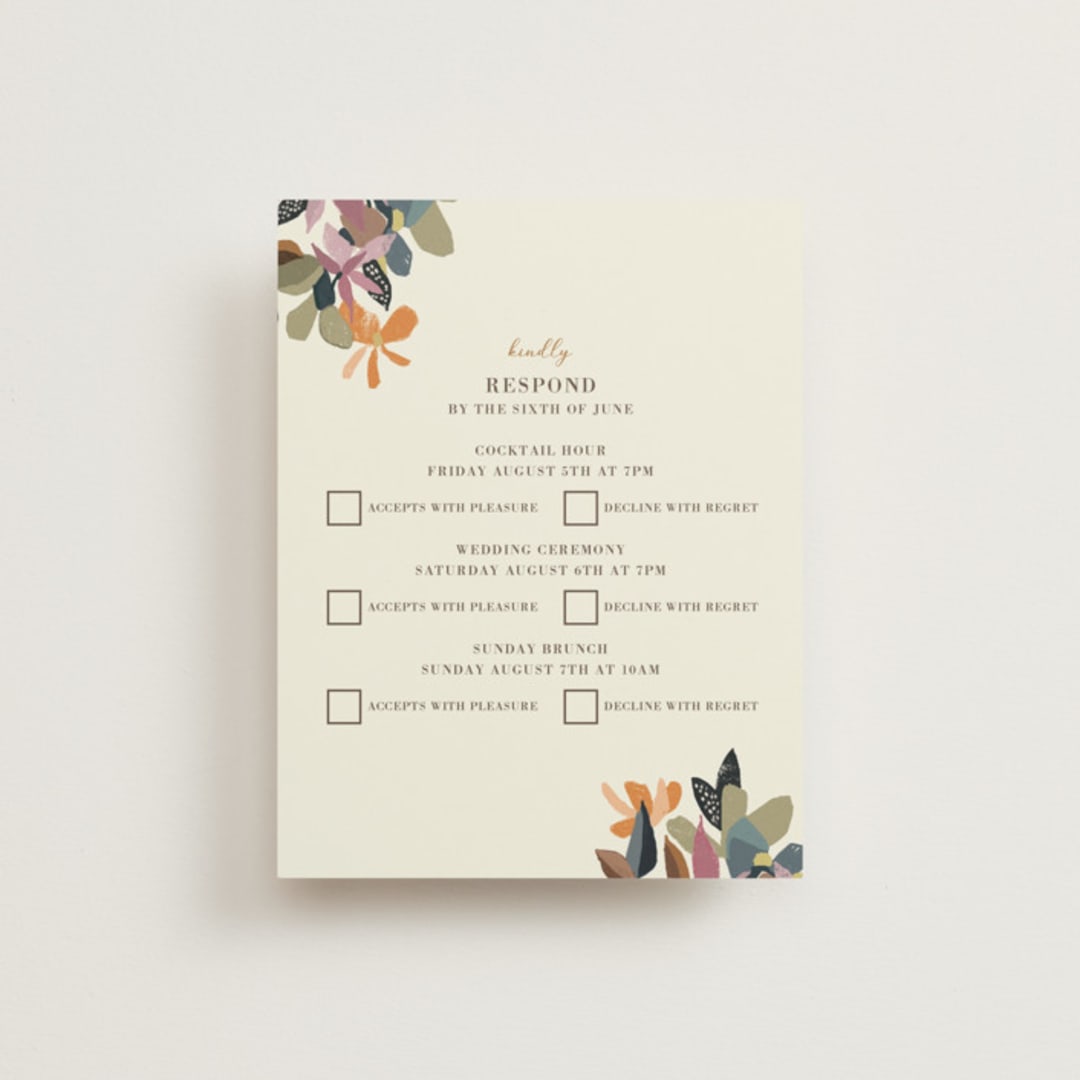 "flower press" - Multi-Event RSVP Cards in Mauve by Peony Rose Design - Front