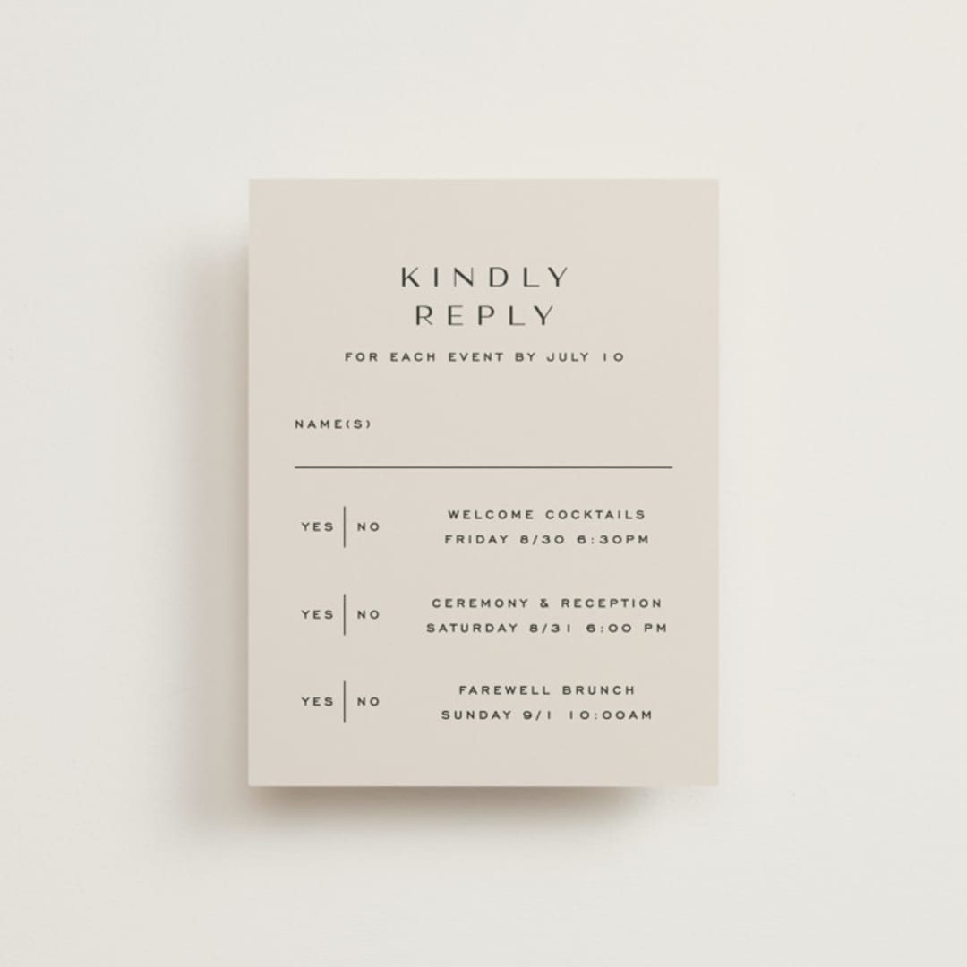 "Wine Label" - Multi-Event RSVP Cards in Stone by Owl and Toad - Front