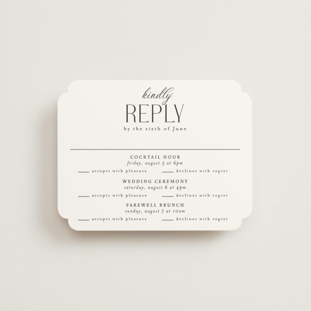 "Bold Elegance" - Multi-Event RSVP Cards in Snow by Katherine Moynagh - Front