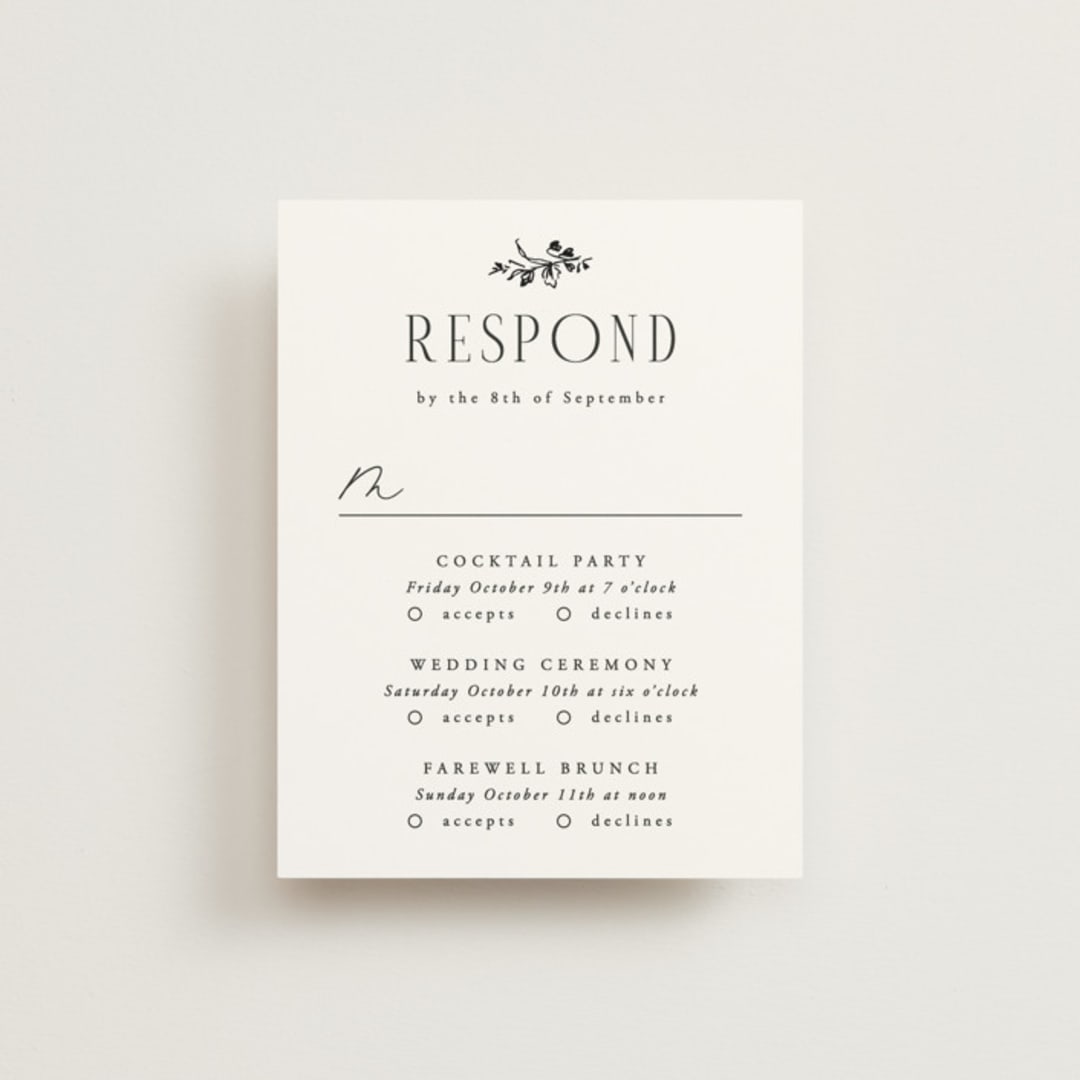 "Quintessential" - Multi-Event RSVP Cards in Cotton by Everett Paper Goods - Front