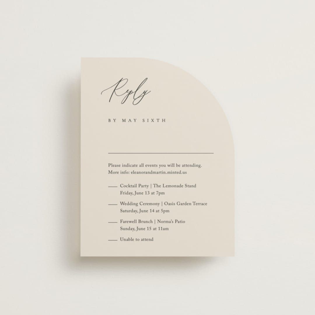 "Corner" - Multi-Event RSVP Cards in Linen by Kelly Schmidt - Front
