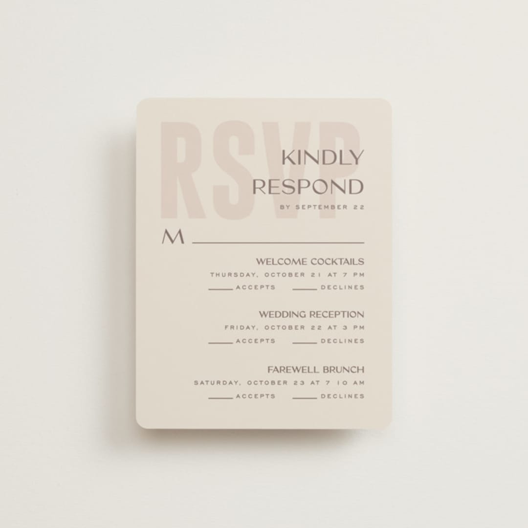 "Salted" - Multi-Event RSVP Cards in Blush by Pixel and Hank - Front