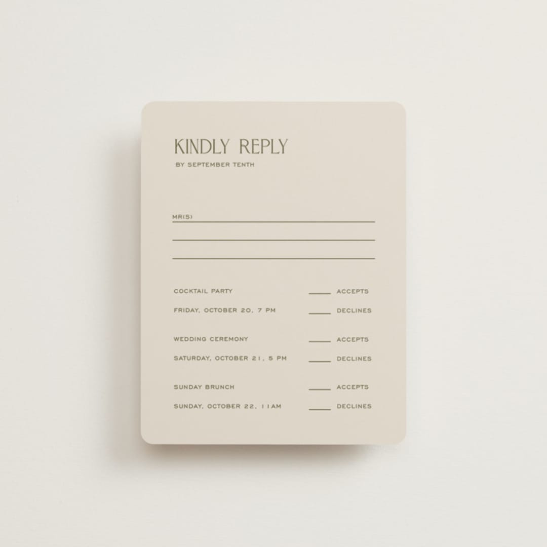 "Eisin" - Multi-Event RSVP Cards in Vanilla Bean by Pati Cascino - Front