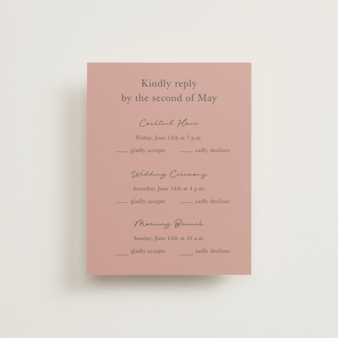 "Simple Type" - Multi-Event RSVP Cards in Olive Branch by Stacey Meacham - Front