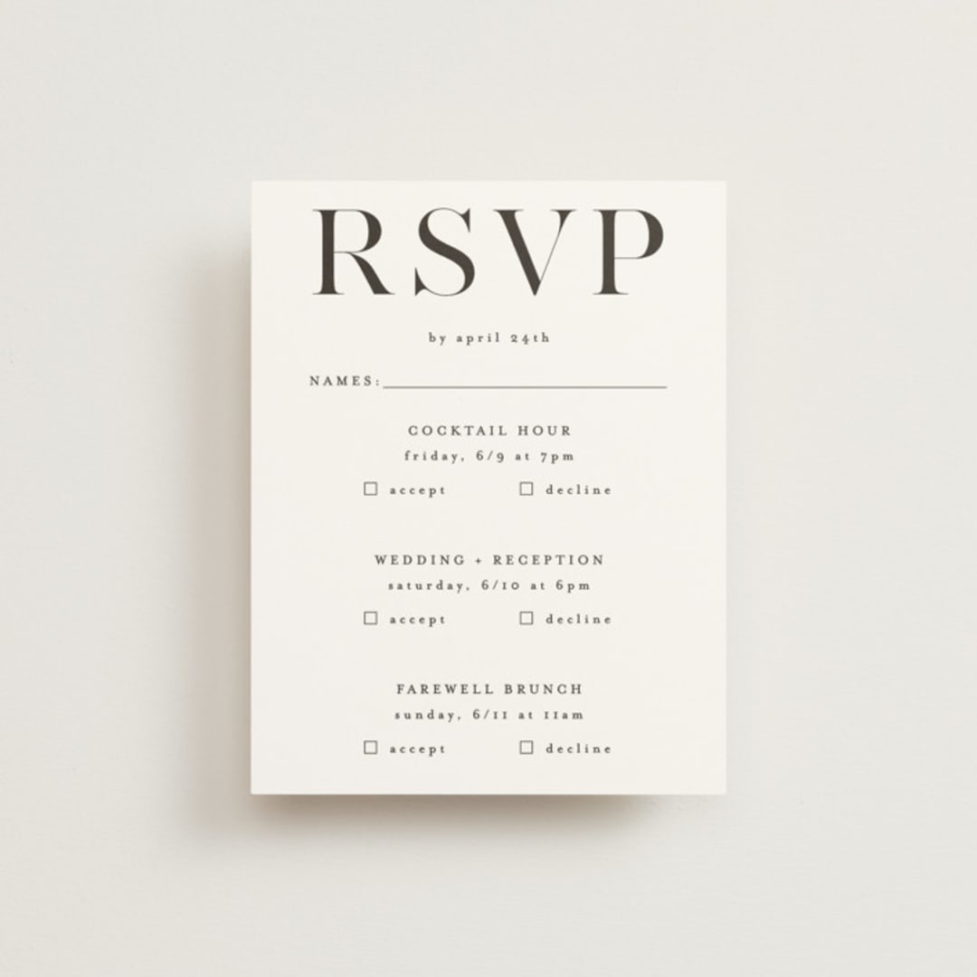 "Show" - Multi-Event RSVP Cards in Dove Gray by Up Up Creative - Front