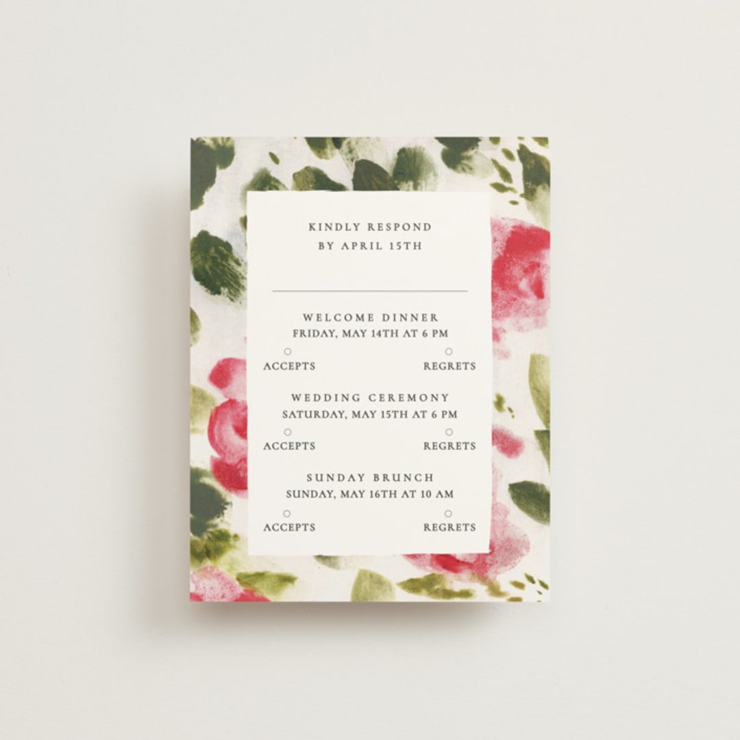 "Wild Roses" - Multi-Event RSVP Cards in Bush by Sumak Studio - Front