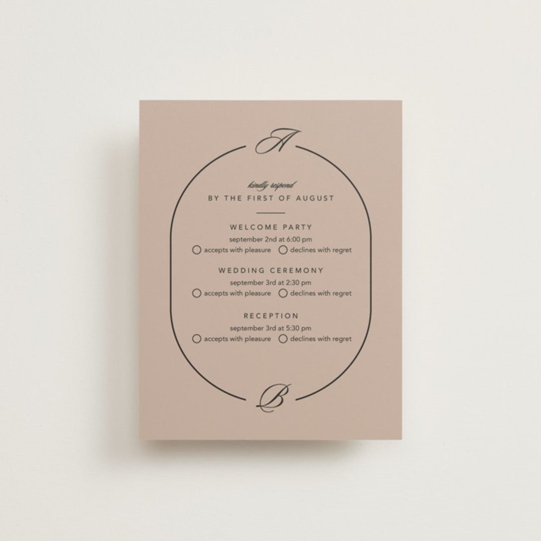 "Initials Circle Arch" - Multi-Event RSVP Cards in Latte by FRANI - Front