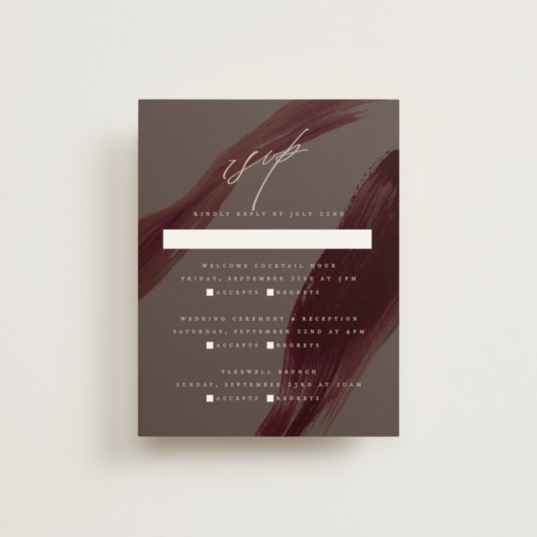 "Garnet" - Multi-Event RSVP Cards in Walnut by Olivia Kanaley Inman - Front