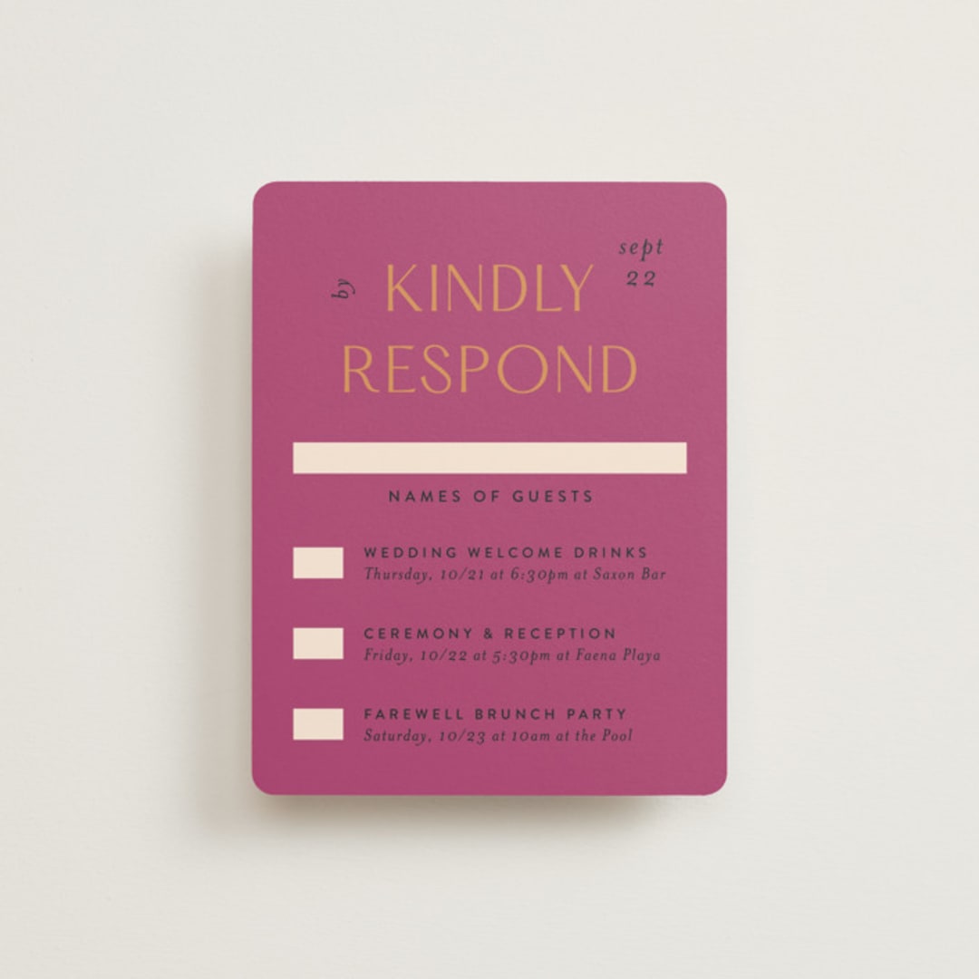 "Miami" - Multi-Event RSVP Cards in Bird of Paradise by Ashley DeMeyere - Front