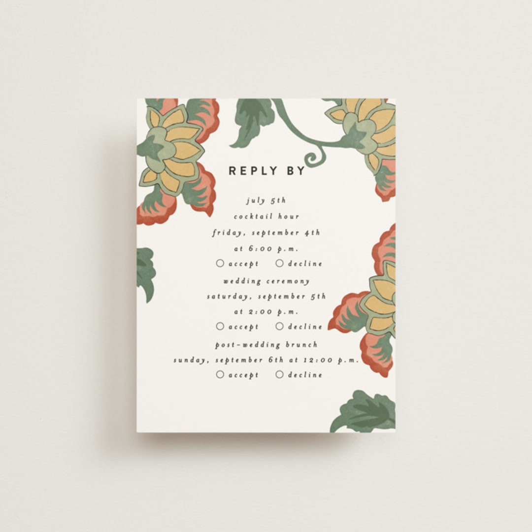 "Kota" - Multi-Event RSVP Cards in Onyx by Nazia Hyder - Front