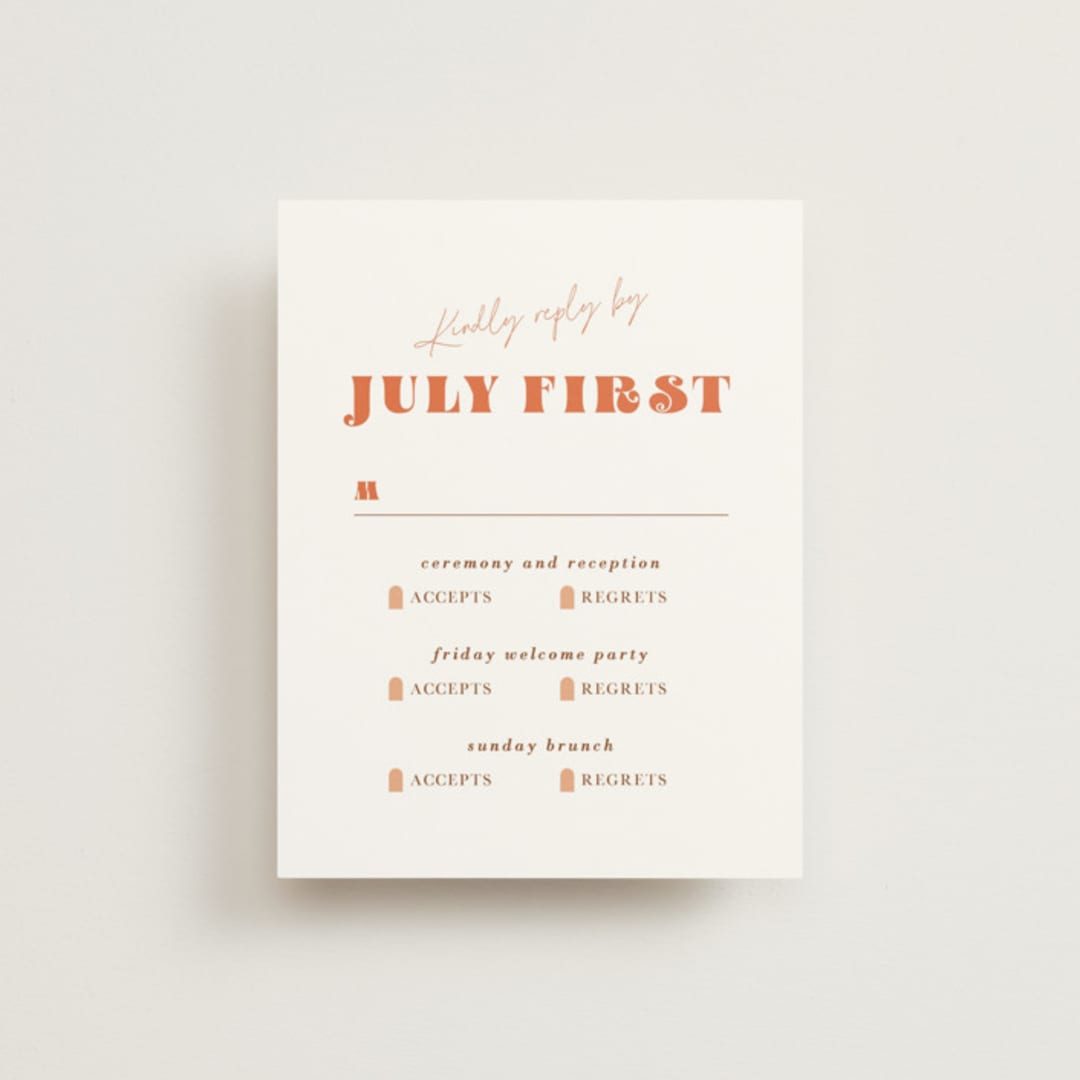"Rory" - Multi-Event RSVP Cards in Rust by Alaina Cherup - Front