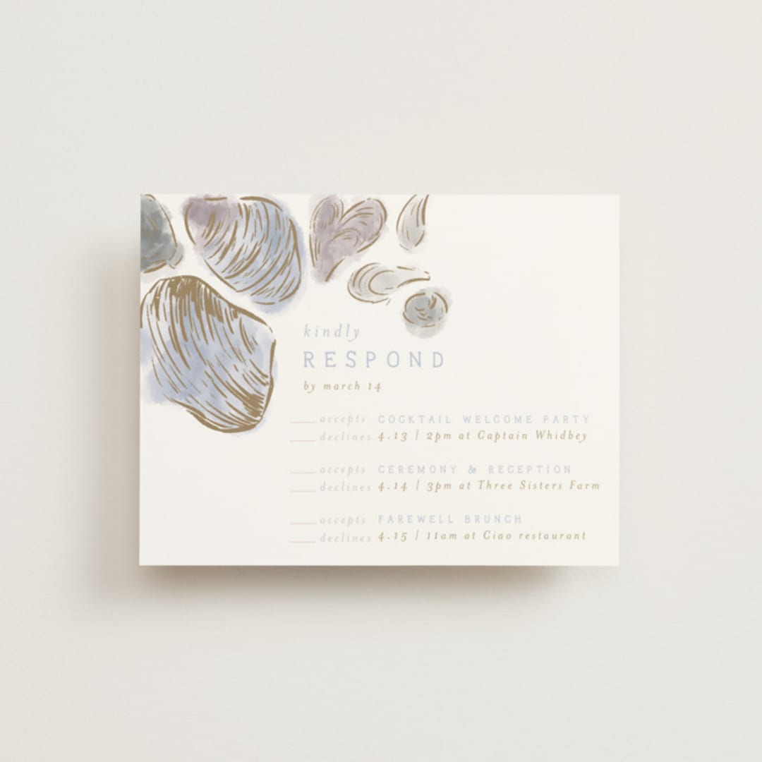 "Rocky Seaside Frame" - Multi-Event RSVP Cards in Ocean by Shiny Penny Studio - Front