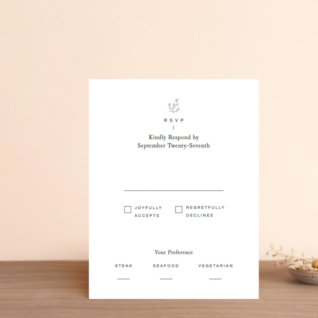 "A Dash of Delight" - RSVP Cards in Pine Needle by Bramble Studio - Front