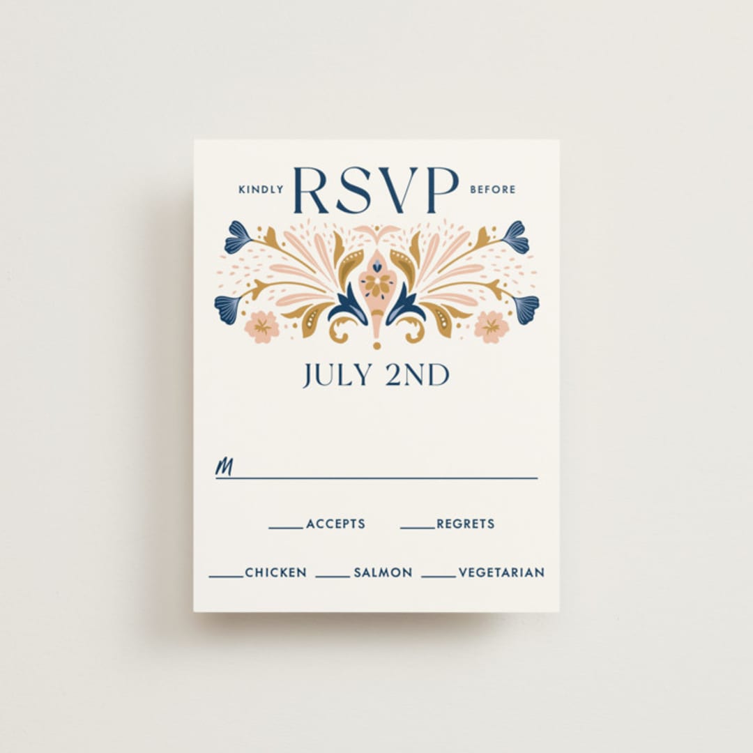 "modern folk" - RSVP Cards in Blush by GeekInk Design - Front