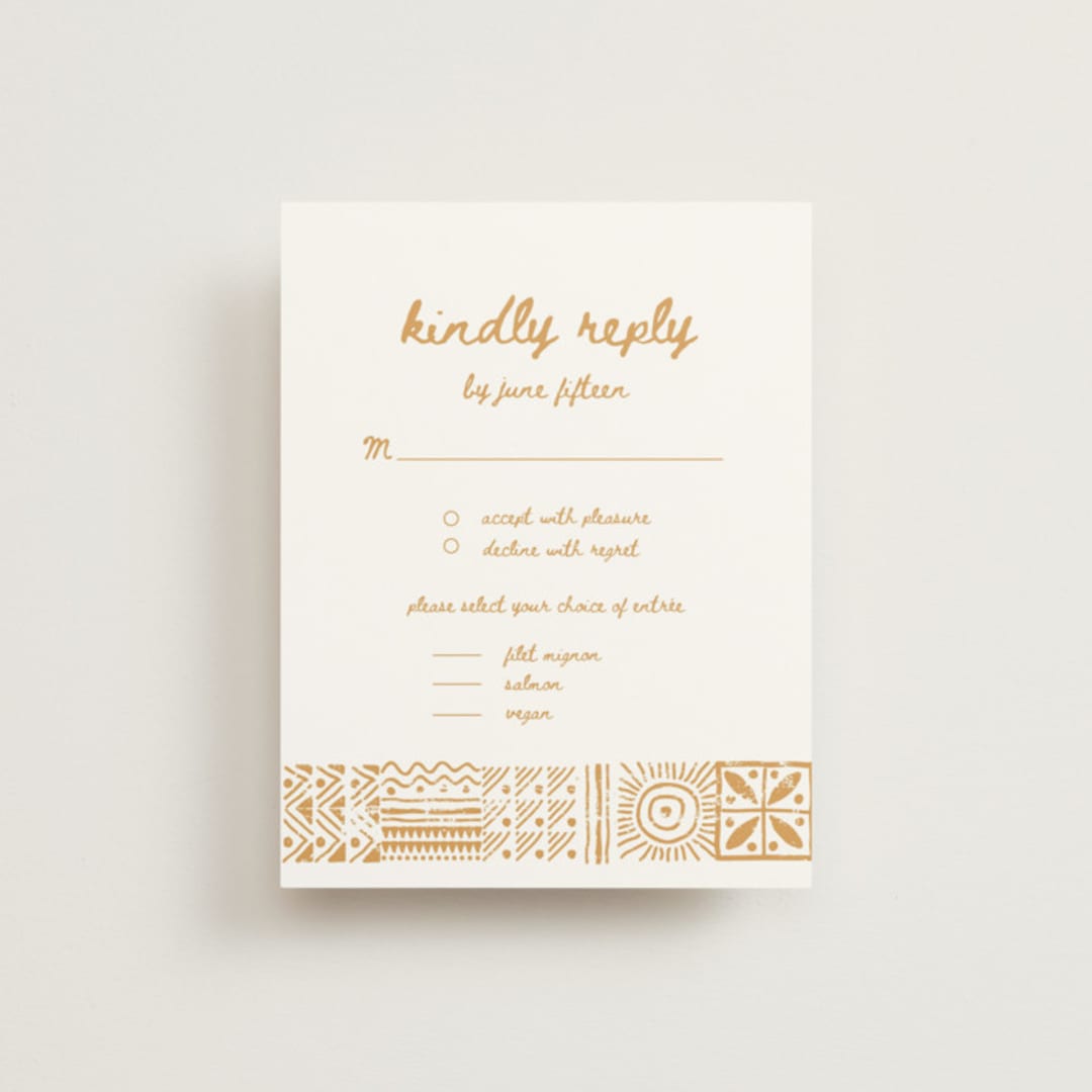"Tribal Rythm" - RSVP Cards in Amber by Selima Akhter - Front