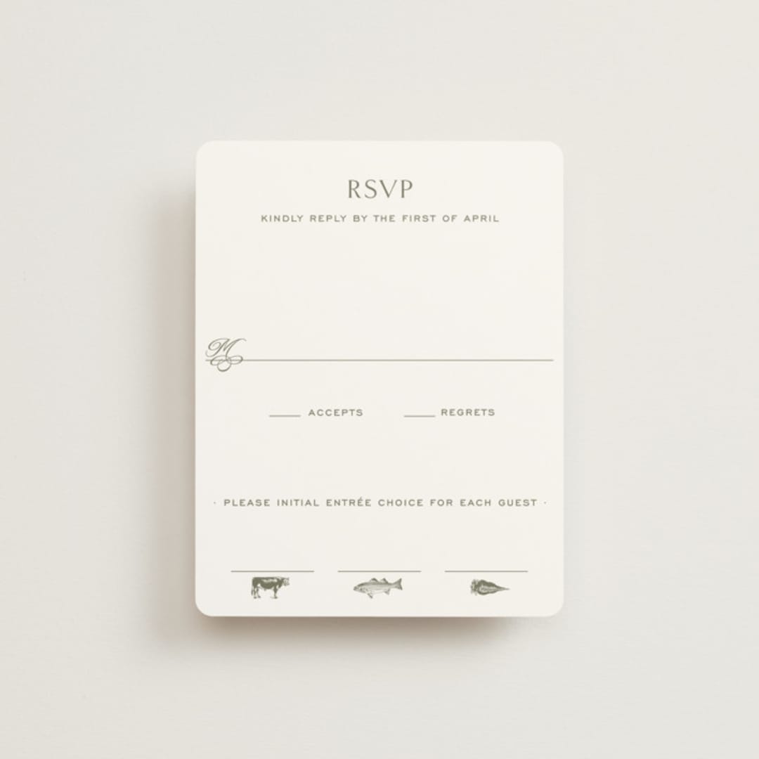 "Boulevard" - RSVP Cards in Moss by Megan Davis - Front
